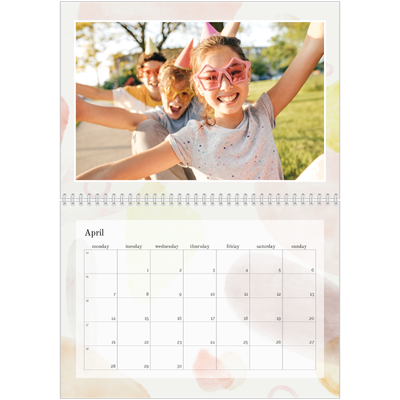 A4 Double Photo Calendar — Watercolour spots [April]