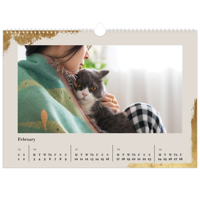 A3 Photo Calendar — Classic Gold [February]