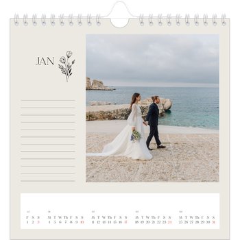 Square Photo Calendar — Initials in bloom