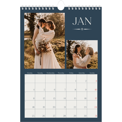 A4 Photo Calendar — Slate and serifs [January]