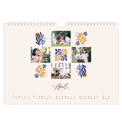 A4 Landscape Photo Calendar — Minimalist coral [cover]