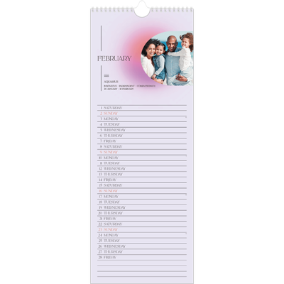 Slim Calendar  — Astrology gradients [February]