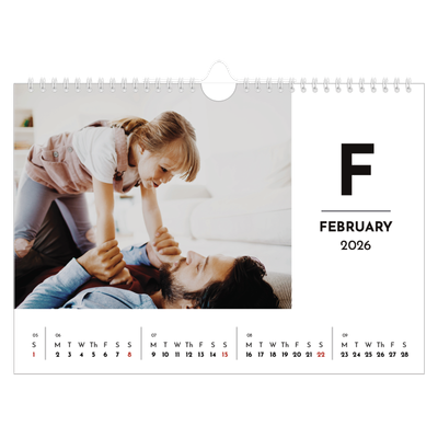A4 Landscape Photo Calendar — Letter spotlight [February]