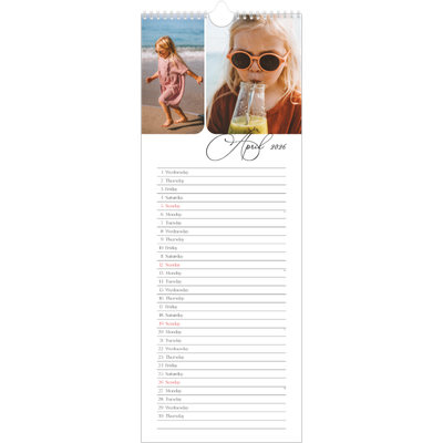 Slim Calendar  — Snapshots and script [April]