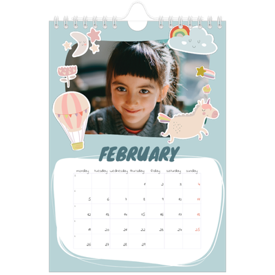 A5 Photo Calendar — Rainbow unicorn [February]