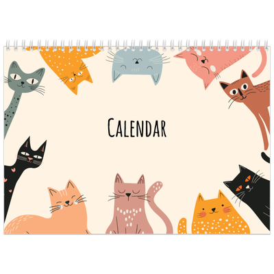 A4 Double Photo Calendar — Cat paws and doodles [cover]