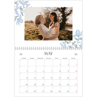 A4 Double Photo Calendar — Elegant floral [cover]