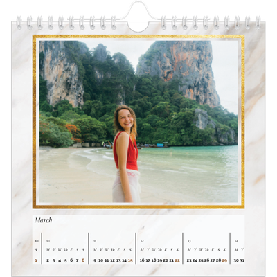 Square calendars  — Gold frame marble [April]