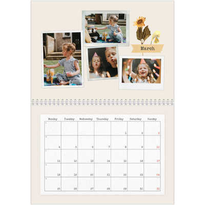 A4 Double Photo Calendar — Vintage scrapbooking [March]
