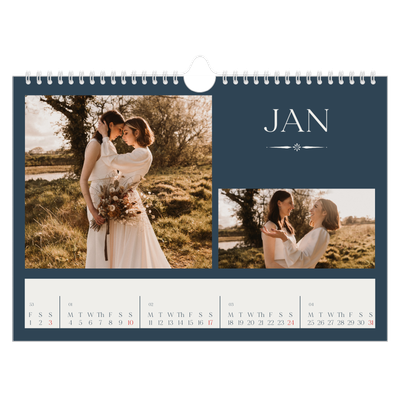 A4 Landscape Photo Calendar — Slate and serifs [January]