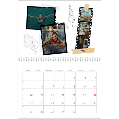 A4 Double Photo Calendar — Scrapbook flair [April]