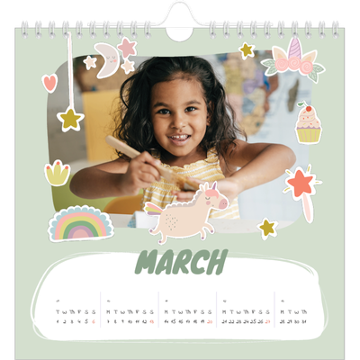 Square calendars  — Rainbow unicorn [March]