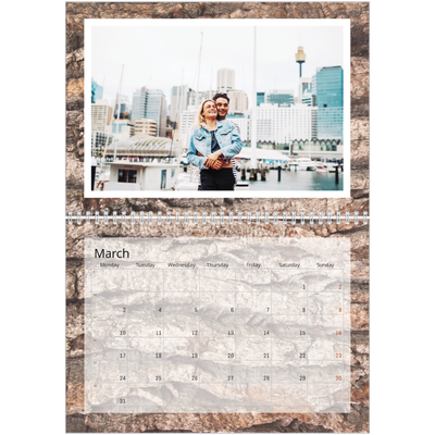 A4 Double Photo Calendar — Tree bark [March]