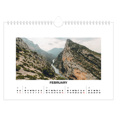 A4 Landscape Photo Calendar — Simple photo [February]