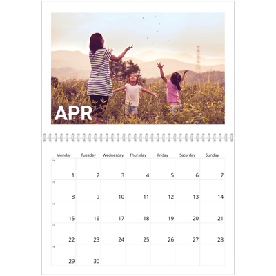 A4 Double Photo Calendar — Big month [April]