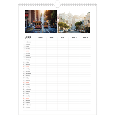 A3 Family Planner — Simple Planner - Family of 5 [April]