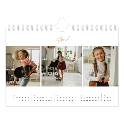 A5 Landscape Photo Calendar — Photo strip boxes [April]