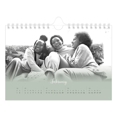 A5 Landscape Photo Calendar — Misty green [February]