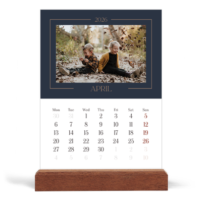 Easel Desk Calendar Portrait  — Prussian blue [April]