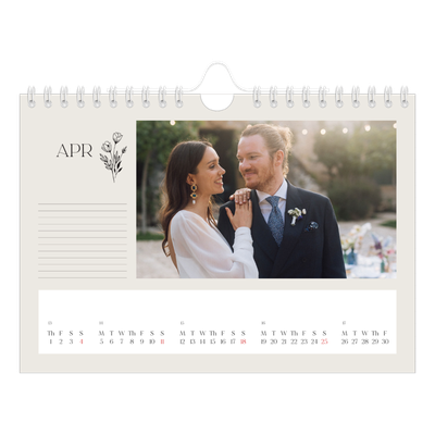 A5 Landscape Photo Calendar — Initials in bloom [April]