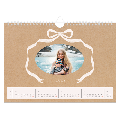 A4 Landscape Photo Calendar — Kraft and bow [March]