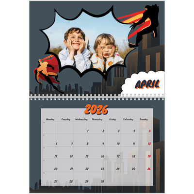 A4 Double Photo Calendar — Comic book [April]