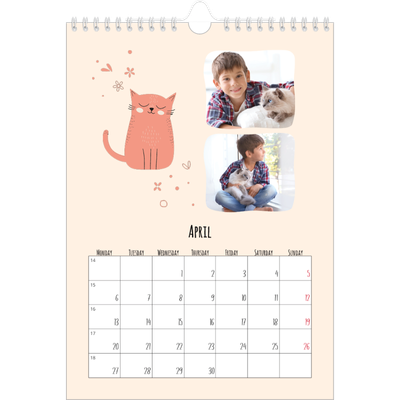 A4 Photo Calendar — Cat paws and doodles [April]