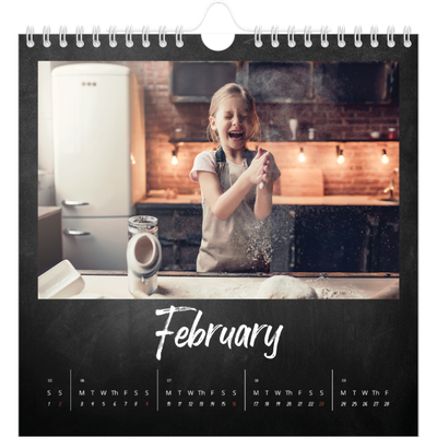 Square calendars  — Chalkboard style [February]