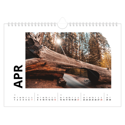 A4 Landscape Photo Calendar — Big date [April]