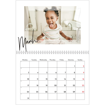 A4 Double Photo Calendar — Clear frame [March]