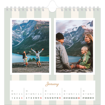 Square Photo Calendar — Script and stripes
