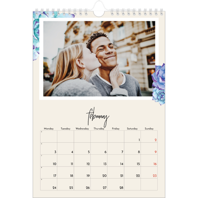 A4 Photo Calendar — Painted flowers [February]