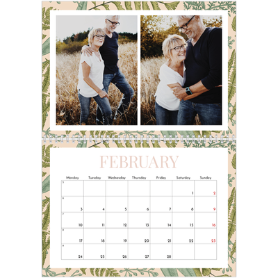 A4 Double Photo Calendar — Floral wallpapers [February]