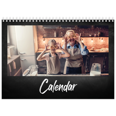 A4 Double Photo Calendar — Chalkboard style [cover]