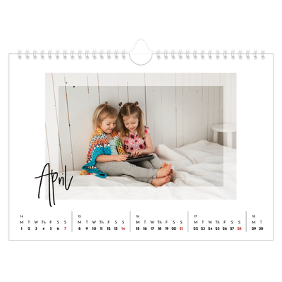 A4 Landscape Photo Calendar — Clear frame [April]
