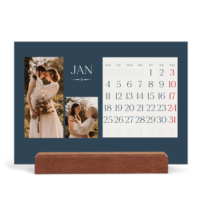 Easel Desk Calendar Landscape  — Slate and serifs [January]