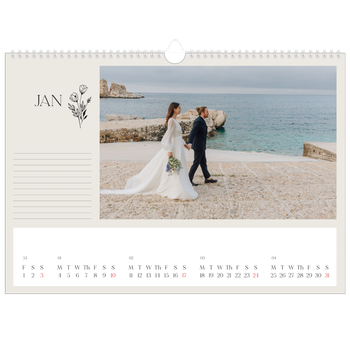 A3 Landscape Photo Calendar — Initials in bloom