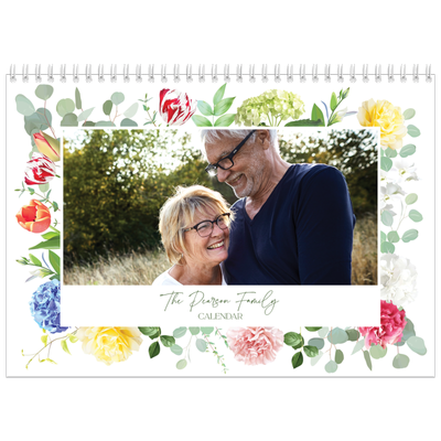 A4 Double Photo Calendar — Traditional flowers [cover]
