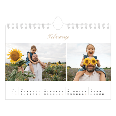 A5 Landscape Photo Calendar — Photo strip boxes [February]