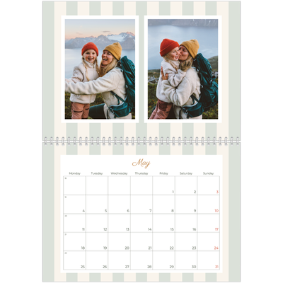 A4 Double Photo Calendar — Script and stripes [cover]