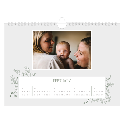 A4 Landscape Photo Calendar — Hand drawn flowers [February]