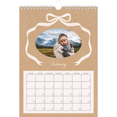 A4 Photo Calendar — Kraft and bow [February]