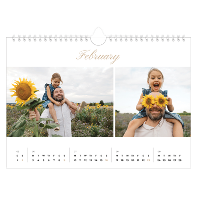 A4 Landscape Photo Calendar — Photo strip boxes [February]