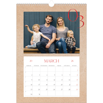 A3 photo calendars — Pops of red [March]