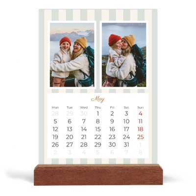 Easel Desk Calendar Portrait  — Script and stripes [cover]