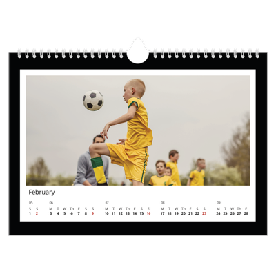 A4 Landscape Photo Calendar — Black frame [February]