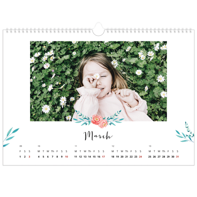 A3 Photo Calendar — Flower illustrations [March]