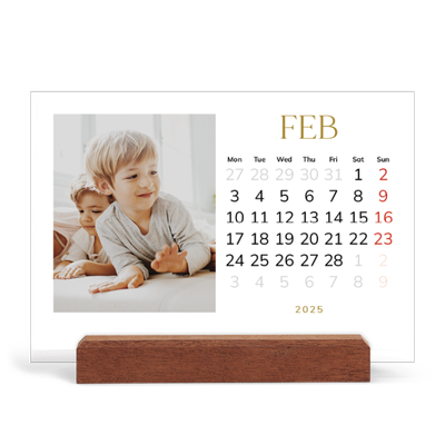 Easel Desk Calendar Landscape  — Big gold text [February]