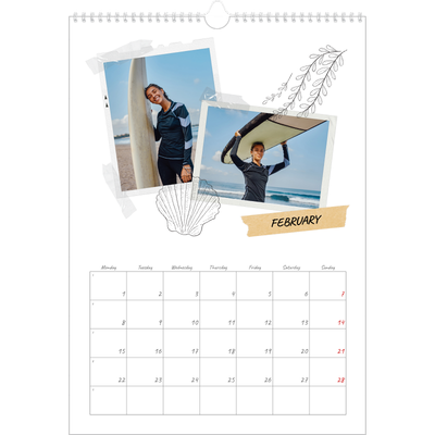 A3 photo calendars — Scrapbook flair [February]
