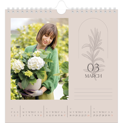 Square calendars  — Simple botanical [March]